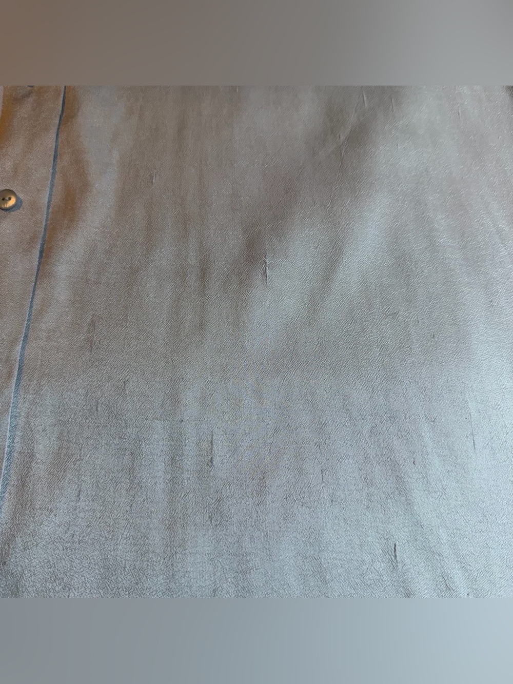 Eileen Fisher Silk Georgette Crepe Mandarin Collar Long Shirt- Light Gray - Picture 9 of 14